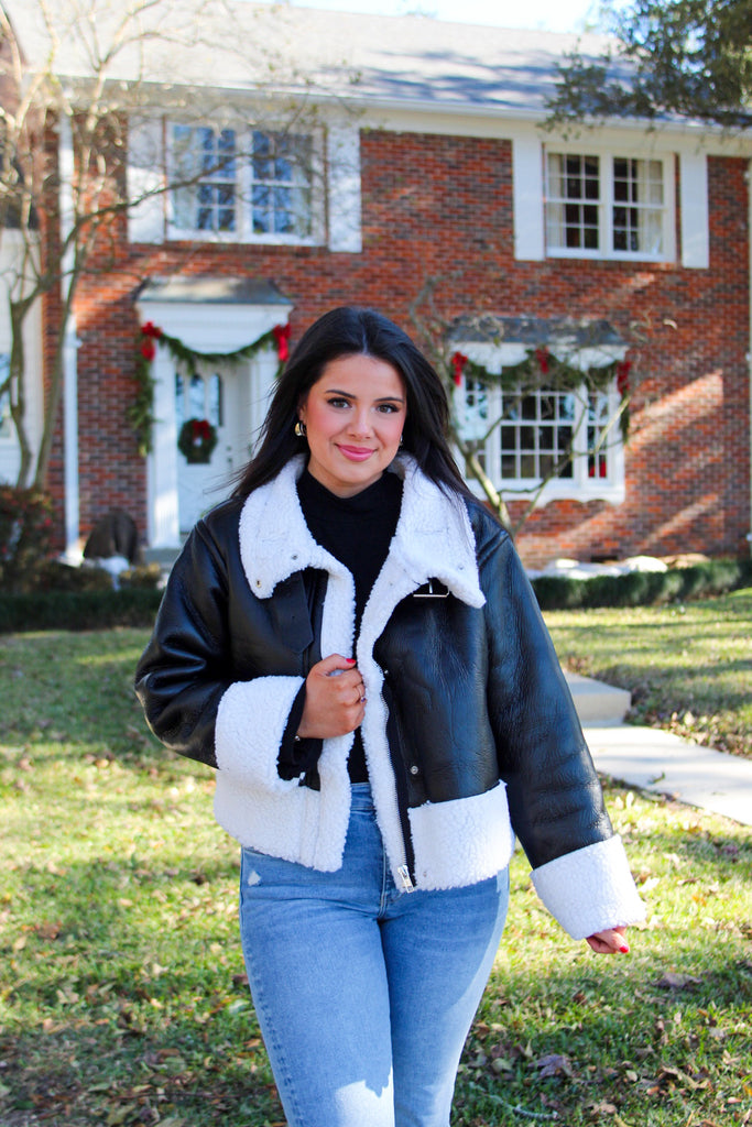 Leather Sherpa Lined Jacket